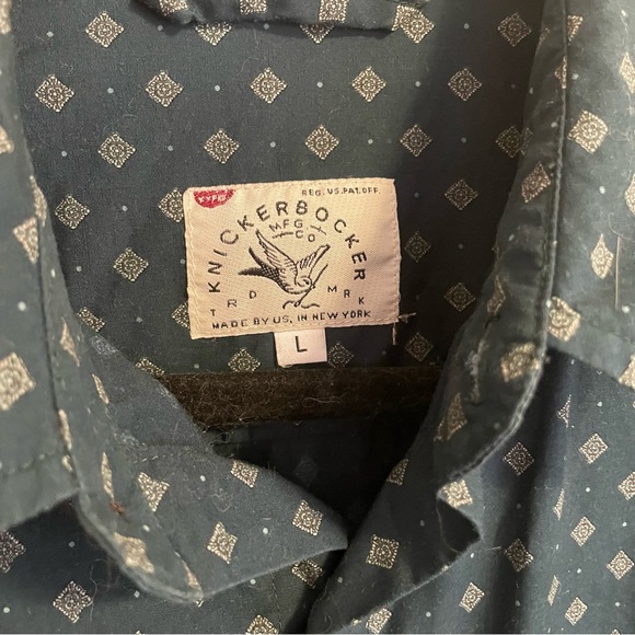 Knickerbocker Printed Button-down in Blue-Green size L - Picture 2 of 5